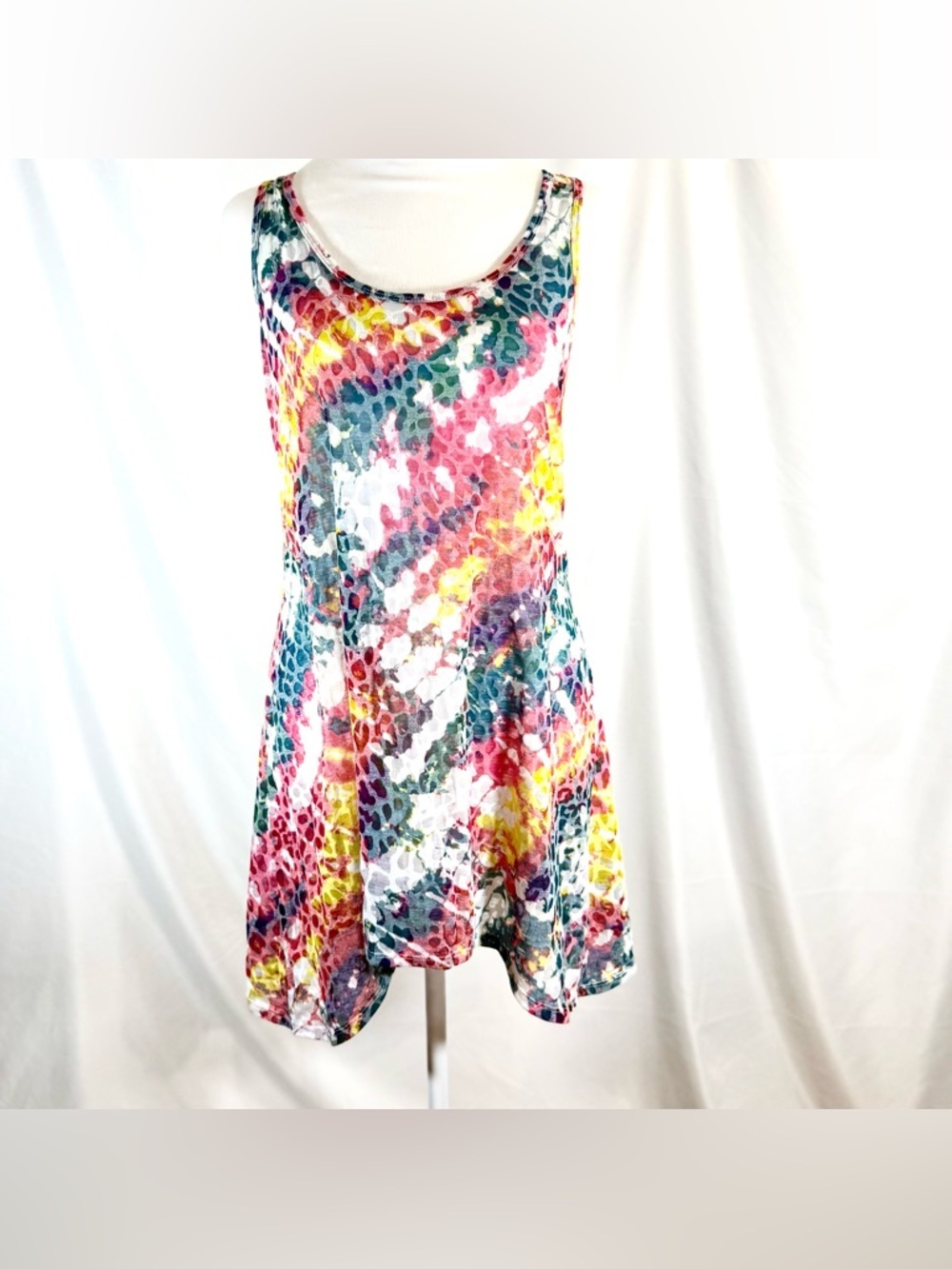 OP Multi Color Tie Dye Fit & Flare Sleeveless Sun Dress With A Racerback Design